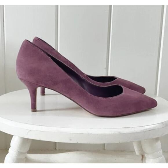 White House Black Market Phoebe Dried Lavender Suede Heels Pumps Pointed Toe 9 - Picture 3 of 11